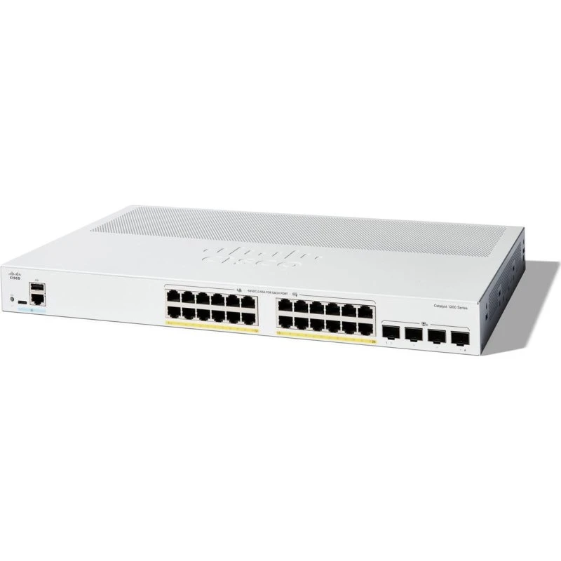 Cisco Catalyst 1200-24P-4X Smart Switch - 24 GE PoE, 4x 10GE SFP+