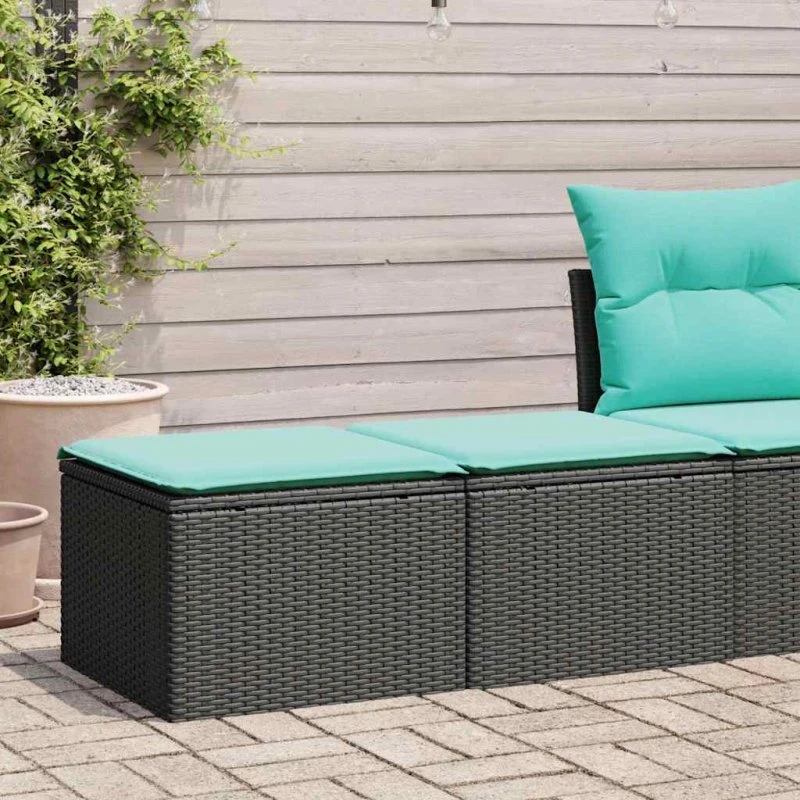 vidaXL Havesofasæt 2 dele i sort polyrattan med hynder