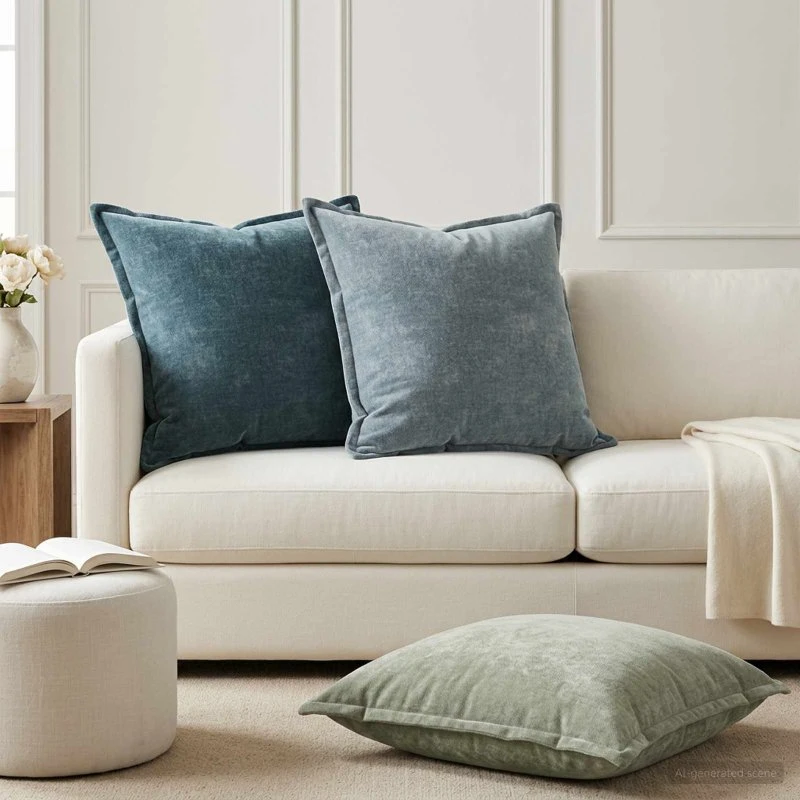 vidaXL HOUTEN Pudebetræk 2 stk. Blå 70x70 cm Chenille
