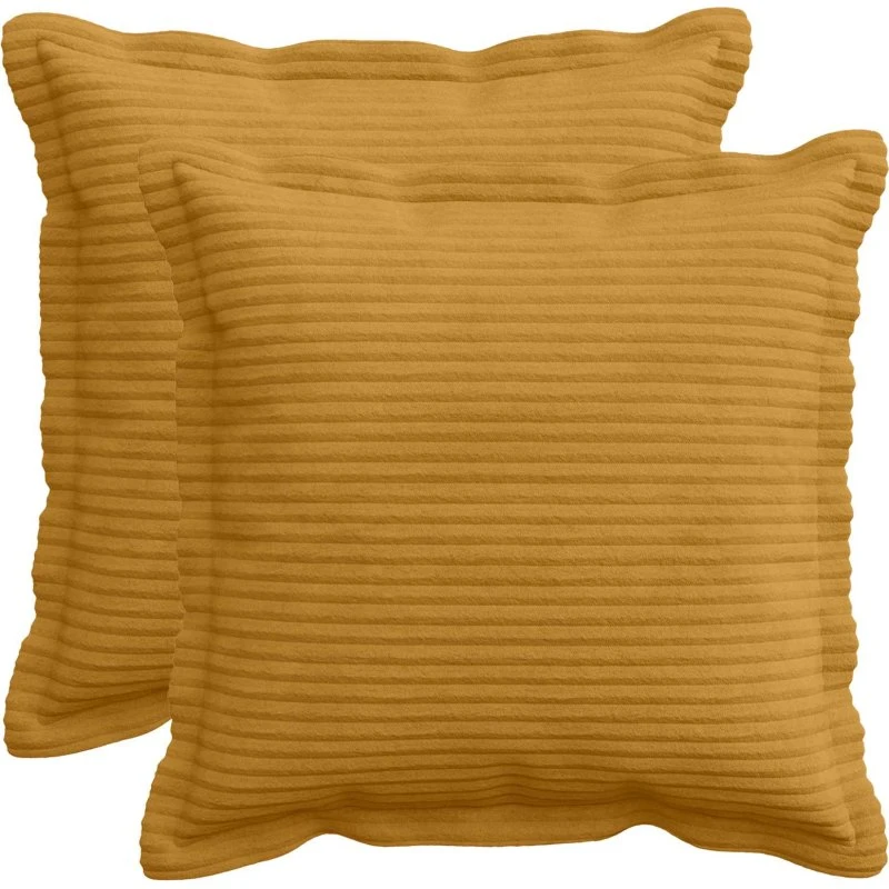 vidaXL HOUTEN Pudebetræk 2 stk. Gul Cordfløjl 50x50 cm