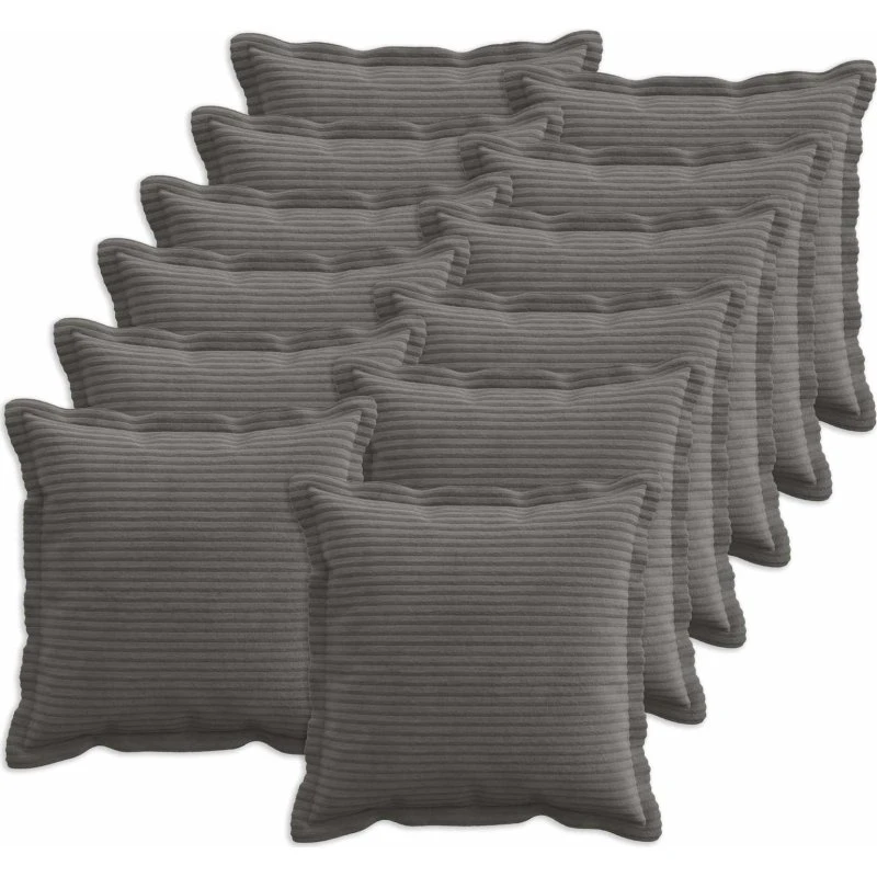 vidaXL HOUTEN Pudebetræk 12 stk. Mørkegrå Cordfløjl 50x50 cm
