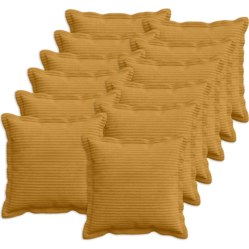 vidaXL HOUTEN Pudebetræk 12 stk. Gul Cordfløjl 45x45 cm