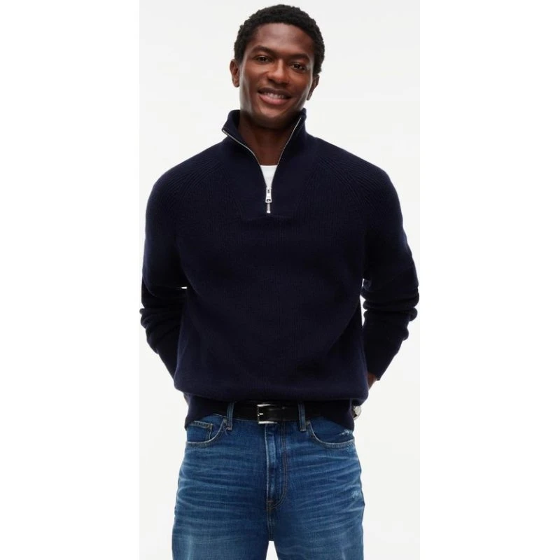 Fisherman Rib Zip Mock Neck Striktrøje