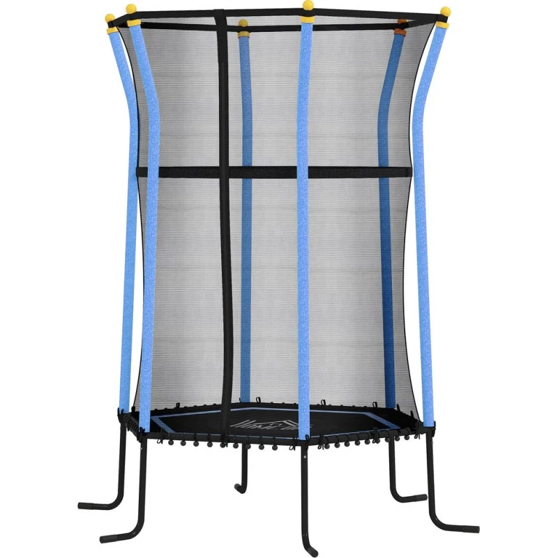 Børnetrampolin 163,5 cm med sikkerhedsnet, blå/sort