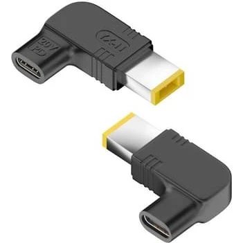 2-pak USB-C til Lenovo firkantet stik 20V vinklet PD-adapter