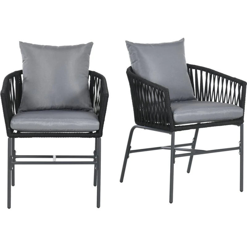 Havestole sæt 2 - Boho design med sorte metalstel