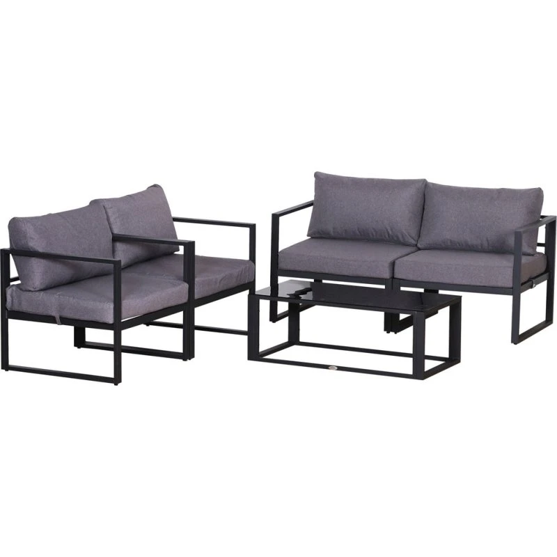 Havemøbelsæt 4-dele med sofa og opbevaringsbord - grå 138x69x63 cm