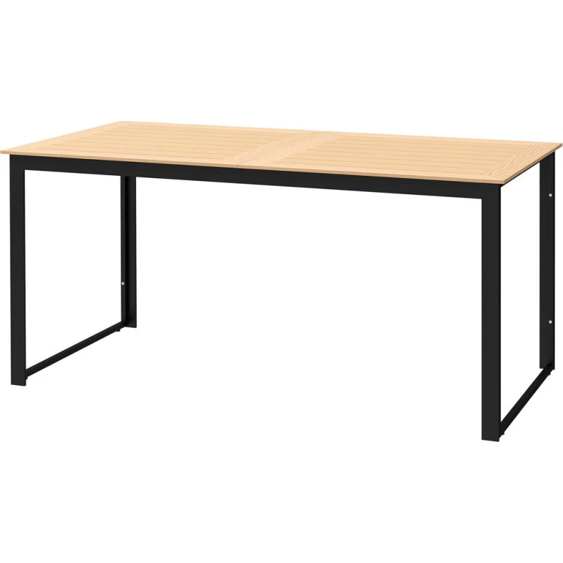 Teak Havebord 160x80 cm til 6 personer - Komposit/Sort stel