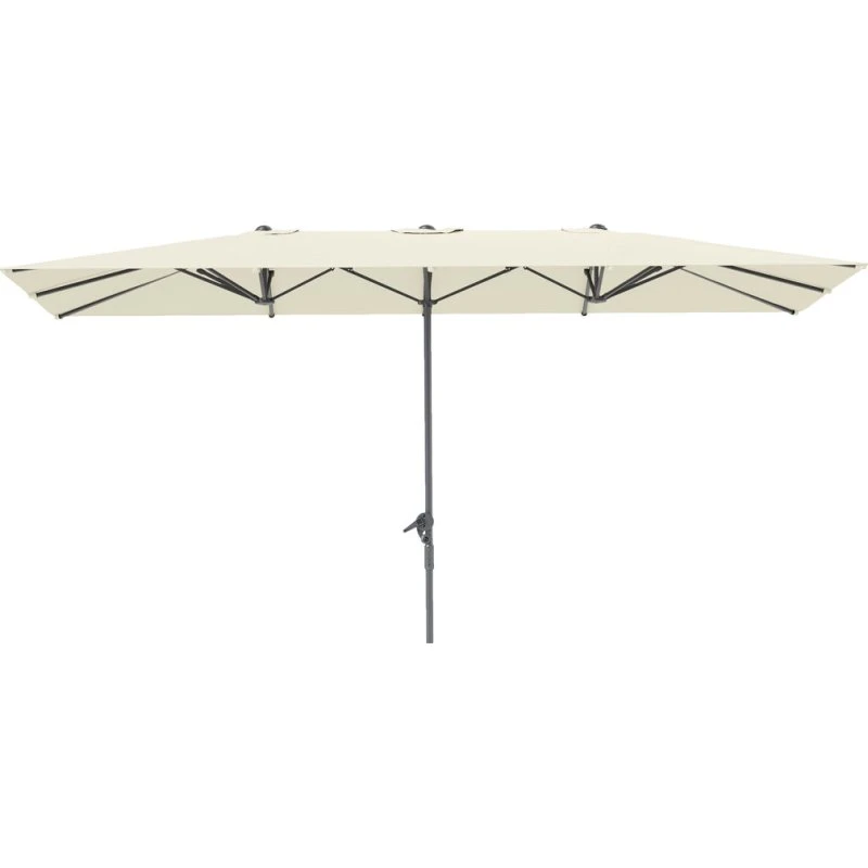 Generisk dobbeltsidet parasol 451x264 cm, cremehvid, håndsving