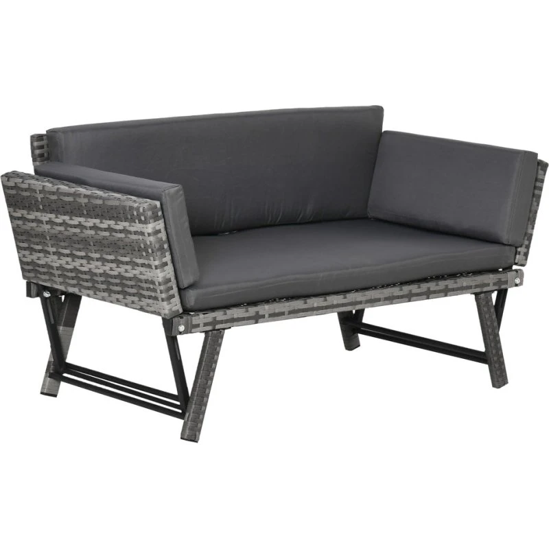 Polyrattan 2-personers havesofa, grå 129x63x67 cm