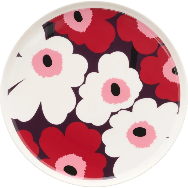 Marimekko Oiva Unikko middagstallerken 25 cm, cranberry/pink