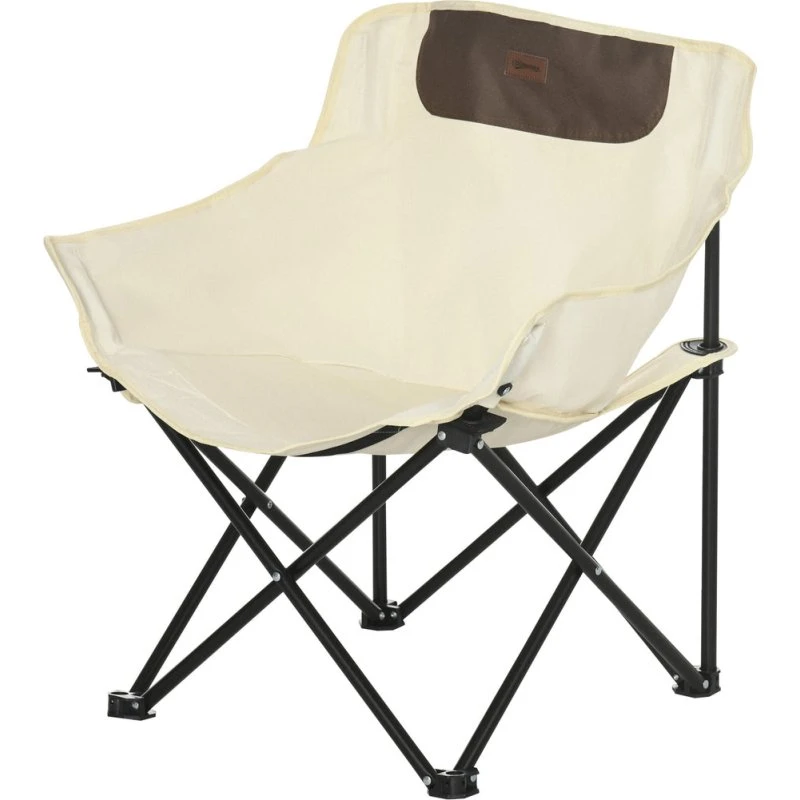 Foldbar campingstol med stålramme og stofsæde, hvid