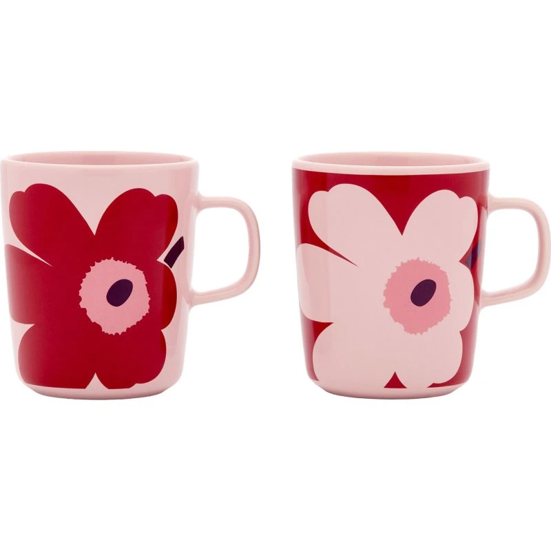 Marimekko Oiva Juhla Unikko krus 2,5 dl, 2 stk. - Pink/Cranberry