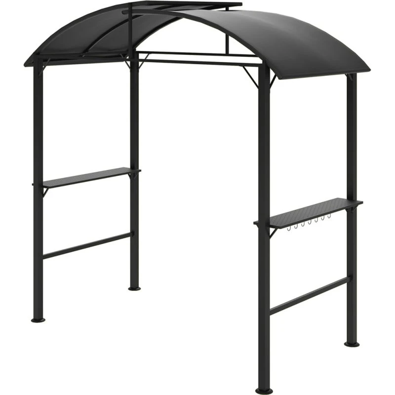 BBQ Grillpavillon 233x110x235 cm, mørkegrå, stålramme
