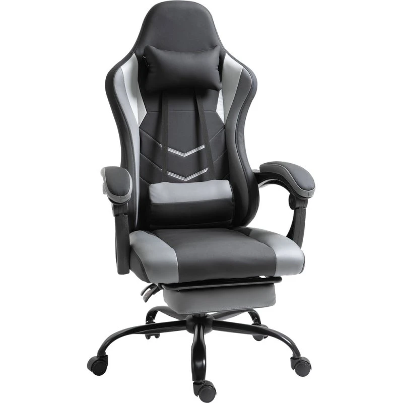 Ergonomisk gamingstol, sort 62x52x122–128 cm med fodstøtte
