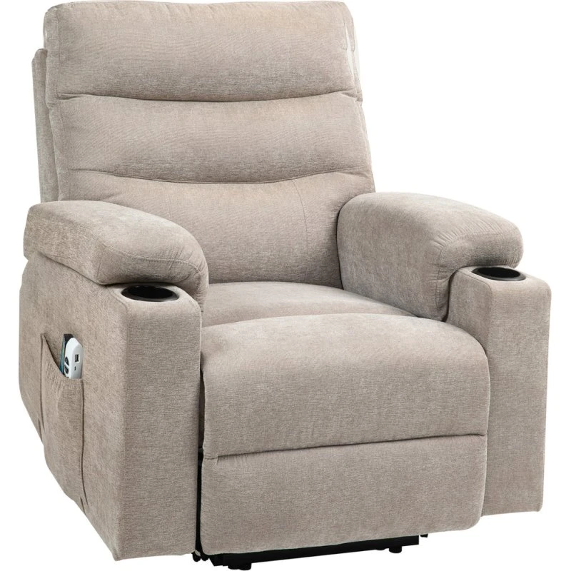 Massagestol med stand-up, 8 vibrationspunkter, elektrisk lysebrun