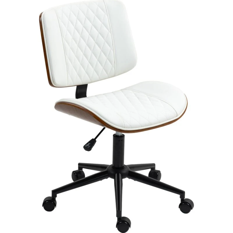 Kontorstol højdejusterbar diamantquiltet hvid 52x53x80-90 cm