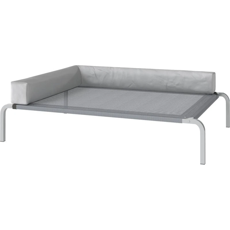 Hævet hundeseng m. L-hynde 110x75x30 cm, lysegrå