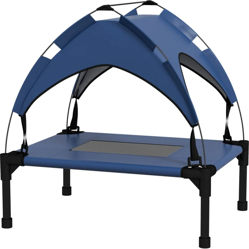 Uden mærke Hundeseng med tag, udendørs 61×46×63 cm, op til 30 kg, mørkeblå