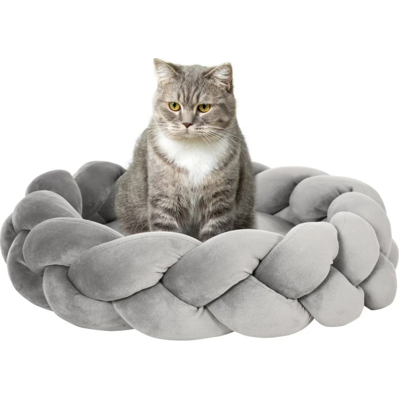 PawHut Rund Hundeseng Donut 55x55x14 cm – Grå, Vaskbar