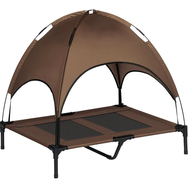 Forhøjet hundeseng med baldakin 92×76×90 cm, brun