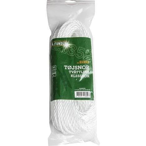 G. Funder Danaflex Tøjsnor, hvid, 4 mm, 20 meter