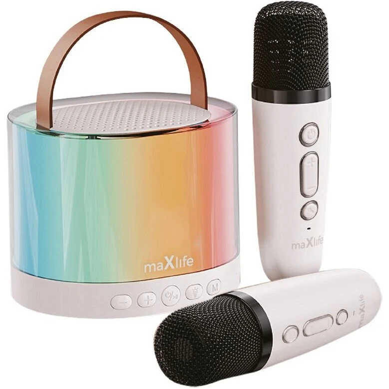 Maxlife MXKS-200 Bluetooth-karaokehøjttaler med 2 mikrofoner - hvid
