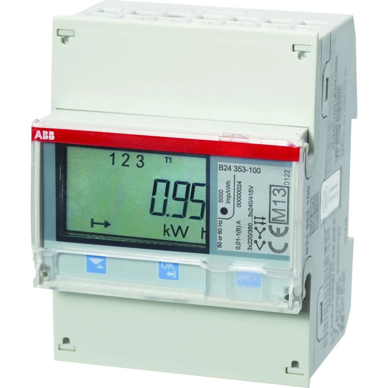ABB EQ B-serie 3-faset kWh-måler med trafo (4 moduler)