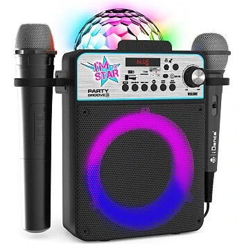 iDance Party Groove 3 Bluetooth karaoke-højttaler, sort