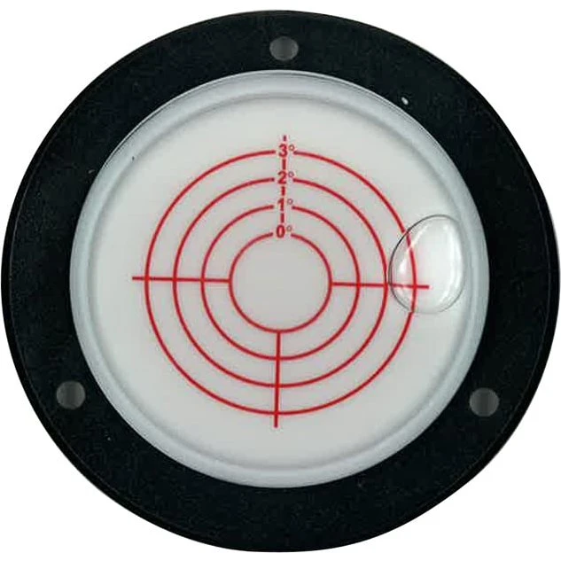 Dåselibelle Ø100 mm med 3 skruehuller og Ø75 mm glas (Type 6)