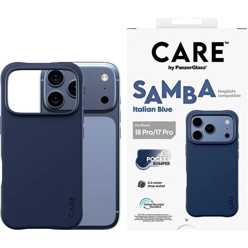 PanzerGlass CARE Samba Case til iPhone 18 Pro/17 Pro - Italian Blue