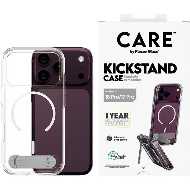 PanzerGlass CARE Kickstand Case til iPhone 18 Pro/17 Pro - Transparent