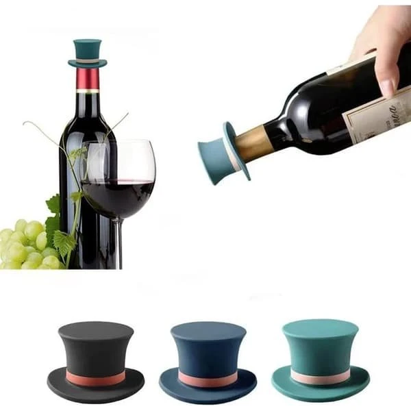 Silikonepropper med hatdesign til vin, vodka og champagne