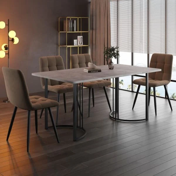 MUVOE Spisestuesæt - 5 dele - 140x80 cm - Brun Velour