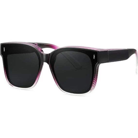 Suncovers Foldbare Solbriller Over Glasses - Sort/Pink