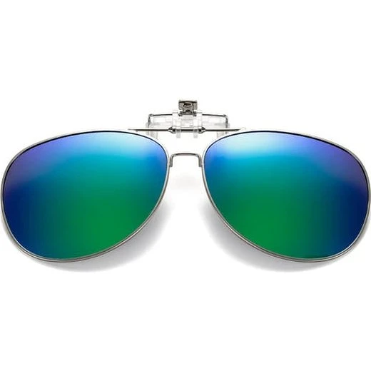 Flip Up Polariserede Pilot Clip-On Solbriller - Metal Blue