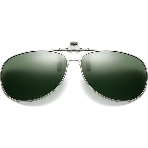 Flip Up Polarized Pilot Clip-On Solbriller - Metal Green