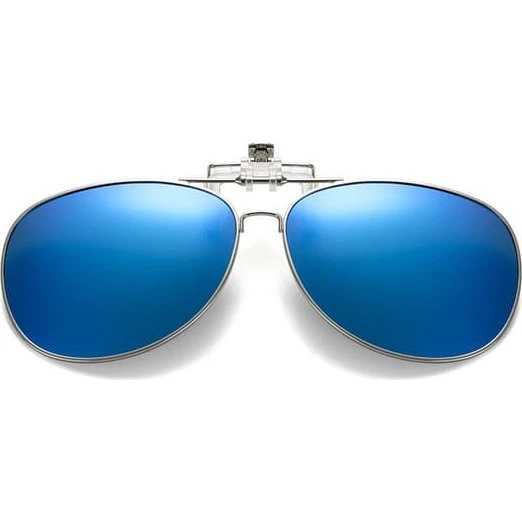 Flip Up Polariserede Pilot Clip-On Solbriller - Metal Blue