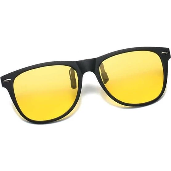 Polariseret Wayfarer Clip-On Solbriller med Yellow Night Vision
