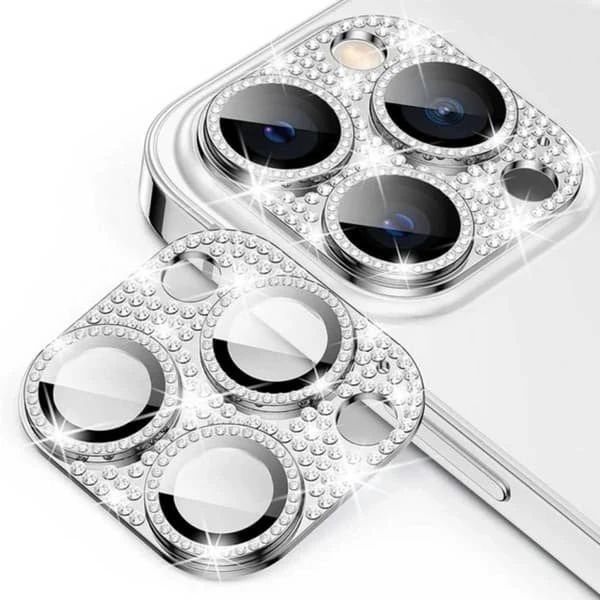 iPhone 13 Pro/Pro Max Kamerabeskyttelse CZ Sølv med Hærdet Glas
