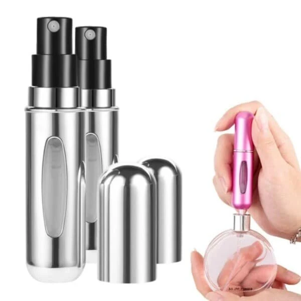 2-pak Mini Påfyldningsbare Parfumeflasker 5 ml - Sølv