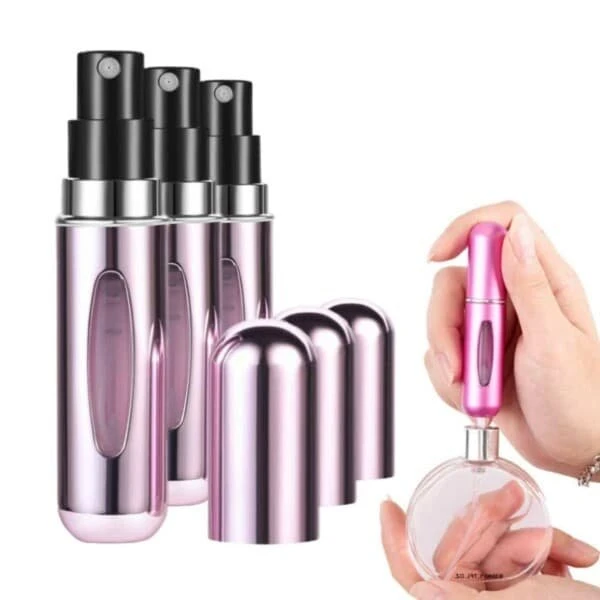 3-pak Mini Påfyldelige Parfumeflasker, 5 ml, Lyserød