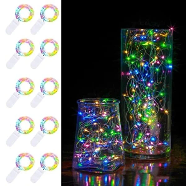 10-pack Mini LED Light Loop 1m Flerfarvet Batteridrevet