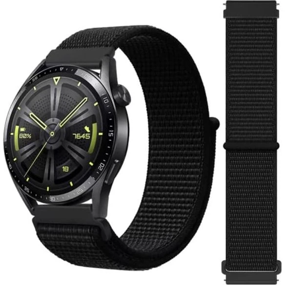 Galaxy Watch 4/5 Nylon Velcro Armbånd, 20mm - Black
