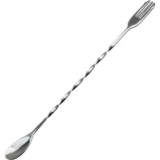 Cocktailske med gaffel i rustfrit stål, 32 cm