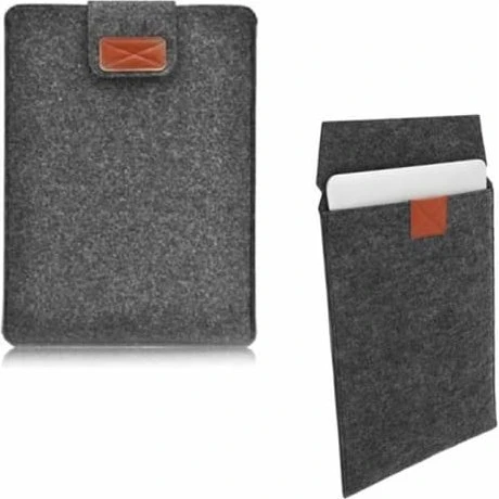 Laptop Sleeve i filt med velcro - Sort, 17 tommer
