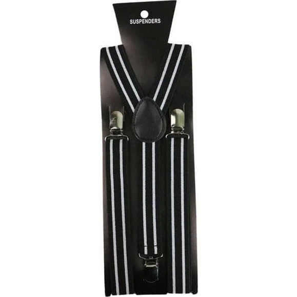 Smal stribede seler med klemmer, 2,5 cm - Sort/Hvid