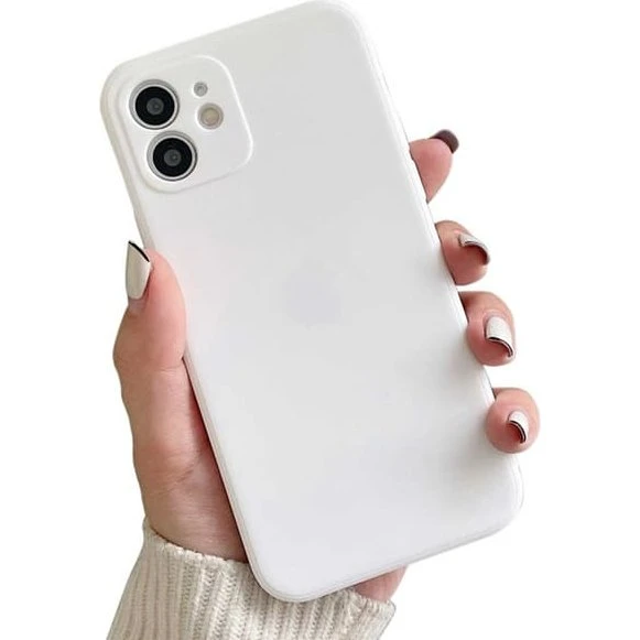 Apple iPhone 12 Cover - Tynd hvid TPU med linsebeskyttelse