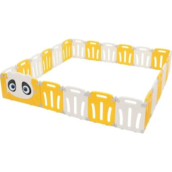 Joyz Kravlegård Panda 240x240 cm - Foldbar hvid/gul