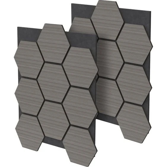 ML-Design Akustikpaneler 2 stk. 66x81x2cm - Grå Honeycomb